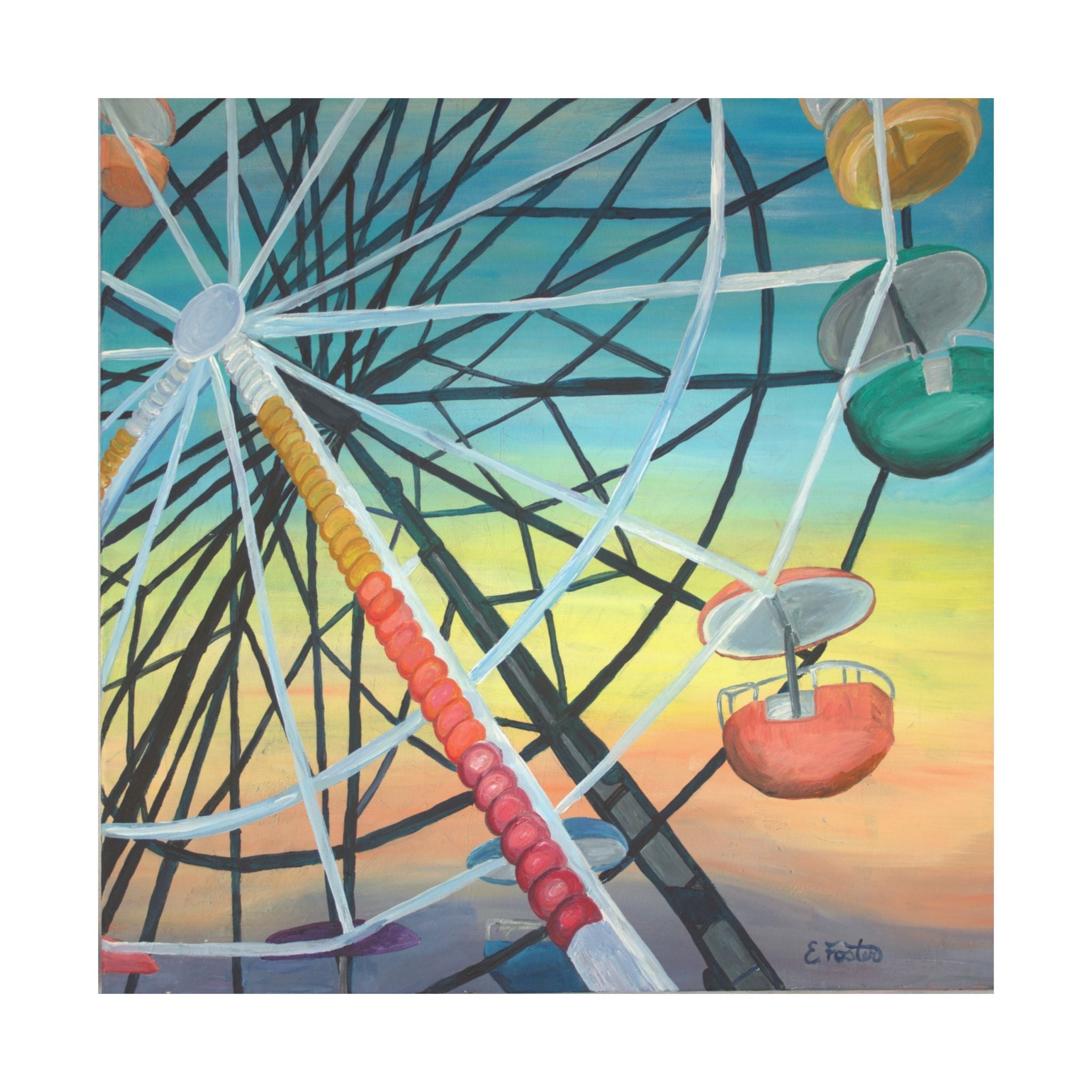 Ferris Wheel Sunset Poster — Matte Horizontal Carnival Art Print