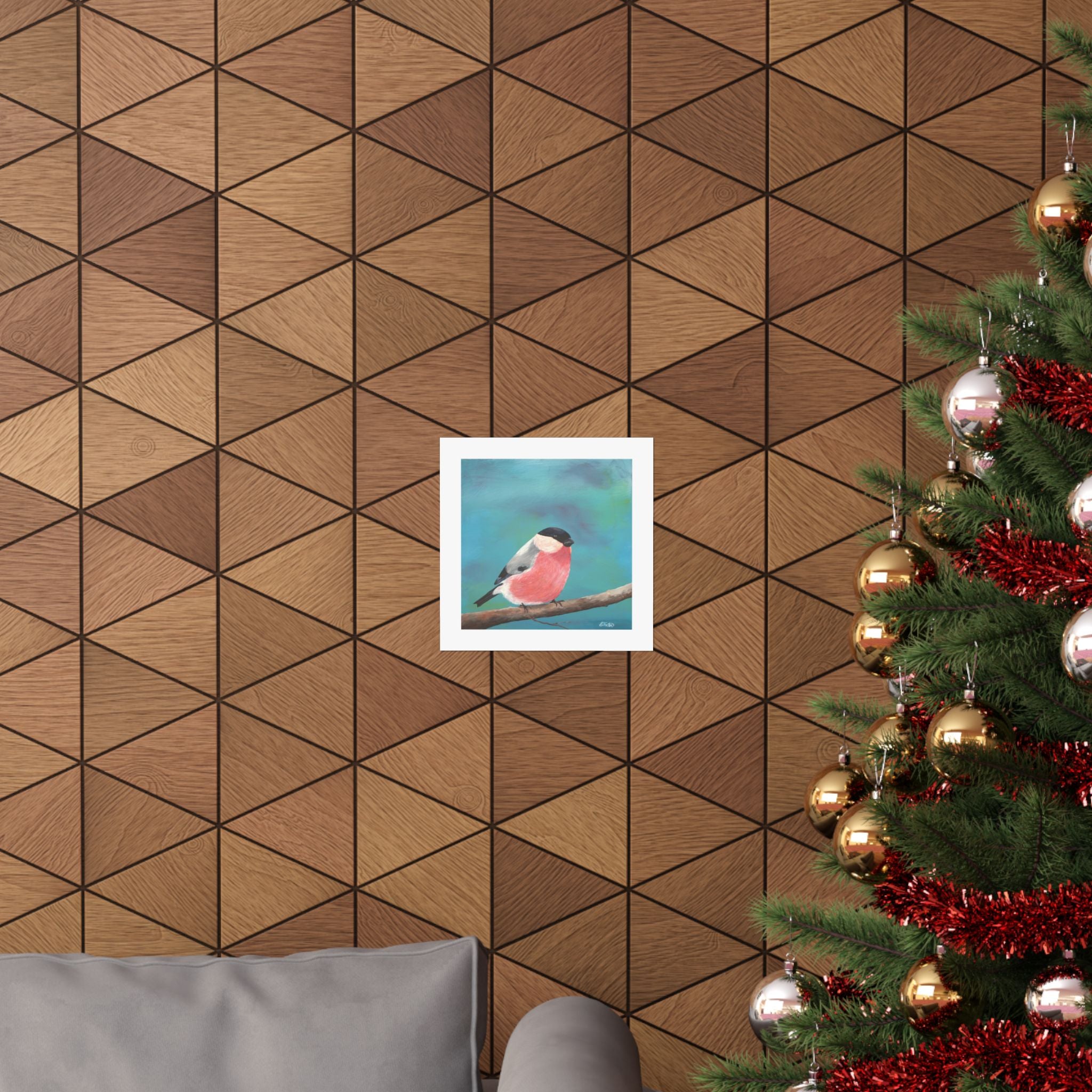 Bullfinch Bird Matte Poster — Colorful Square Wall Art for Nature Lovers