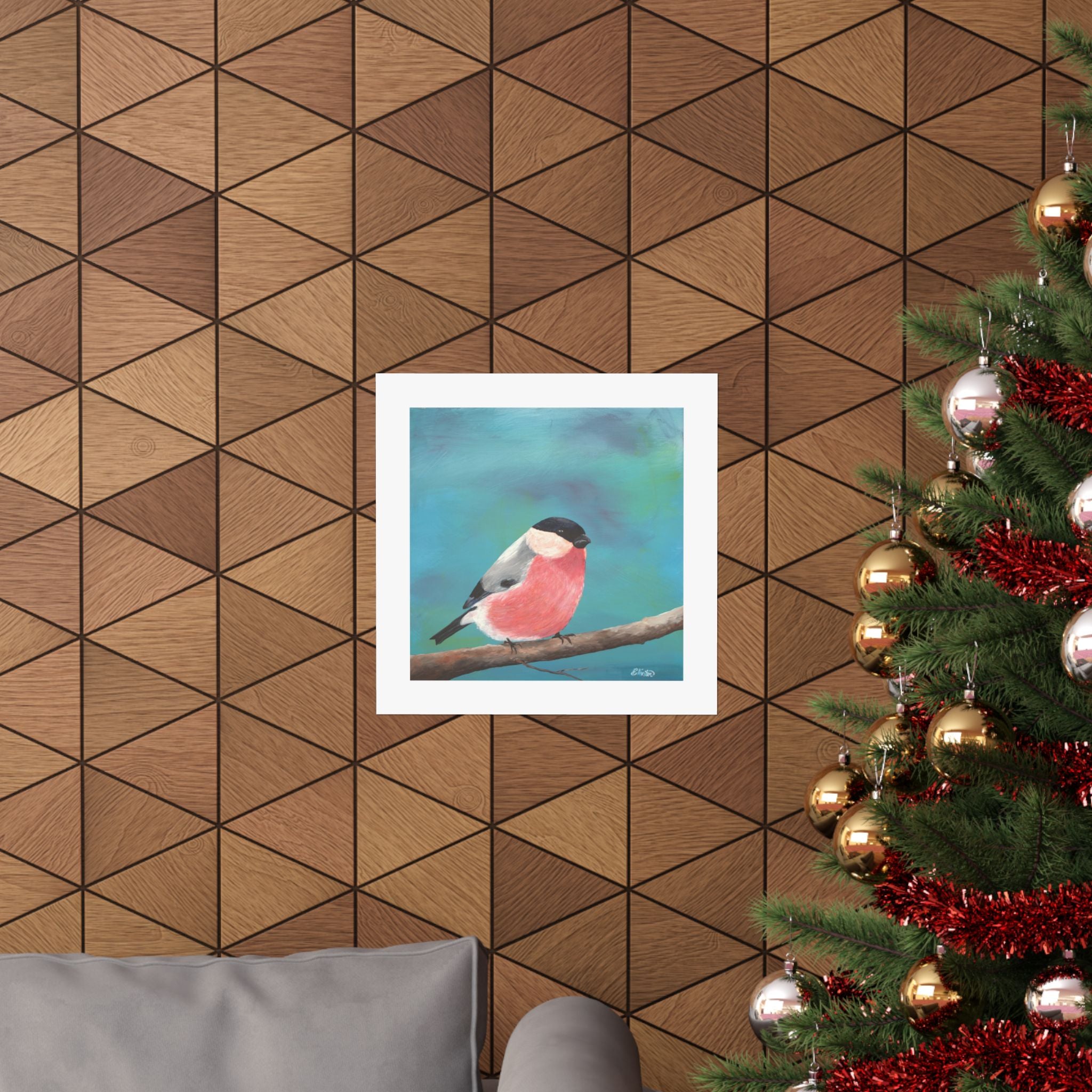 Bullfinch Bird Matte Poster — Colorful Square Wall Art for Nature Lovers