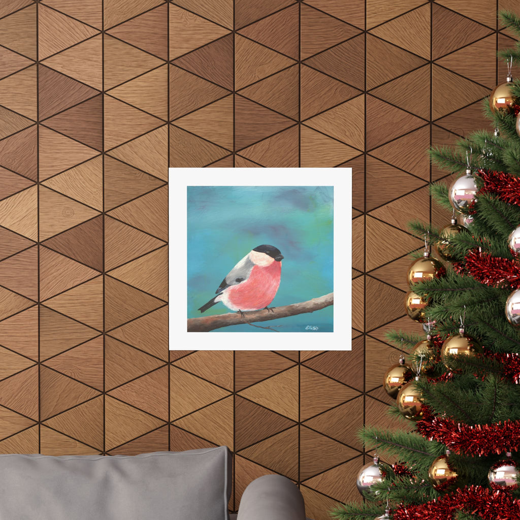 Bullfinch Bird Matte Poster — Colorful Square Wall Art for Nature Lovers