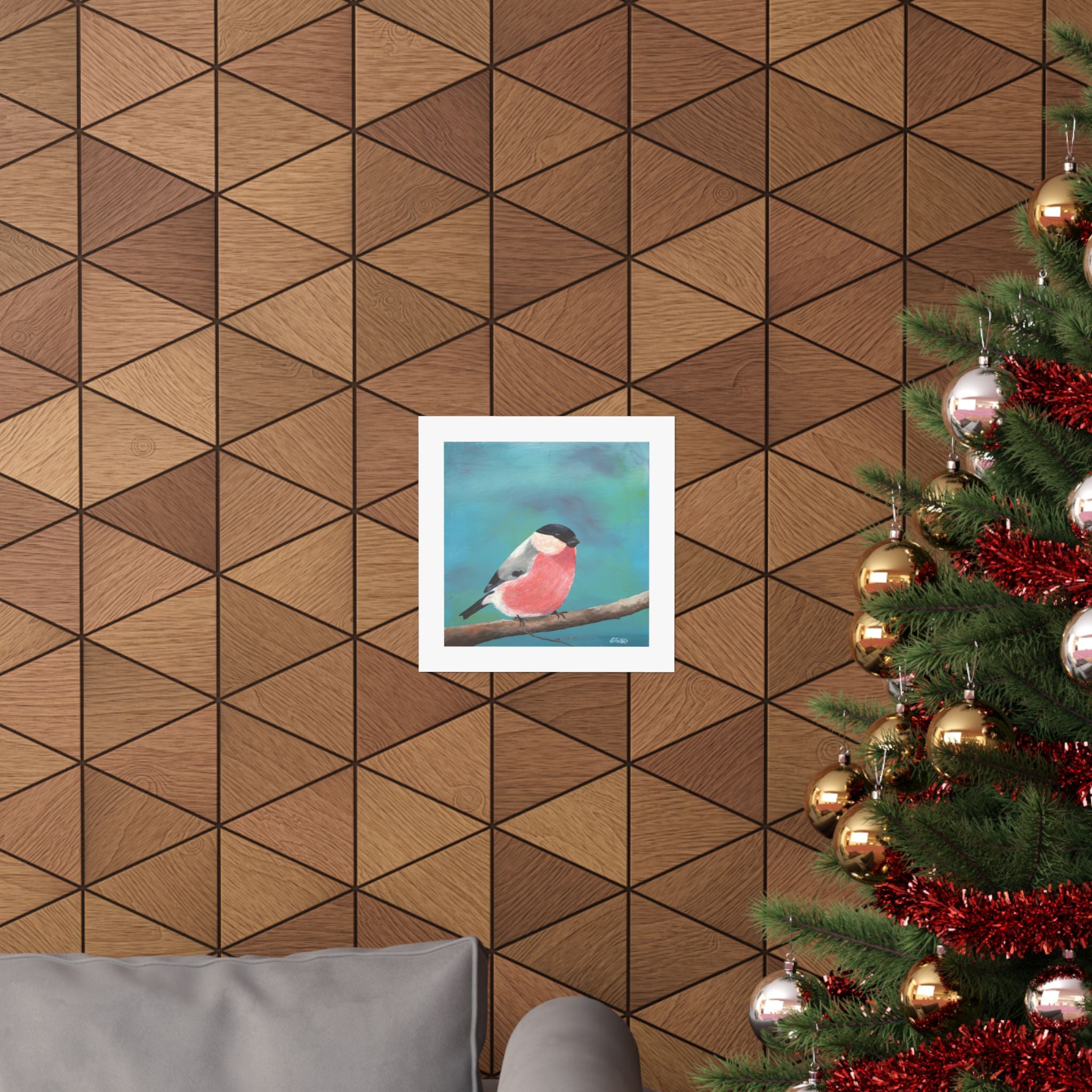 Bullfinch Bird Matte Poster — Colorful Square Wall Art for Nature Lovers